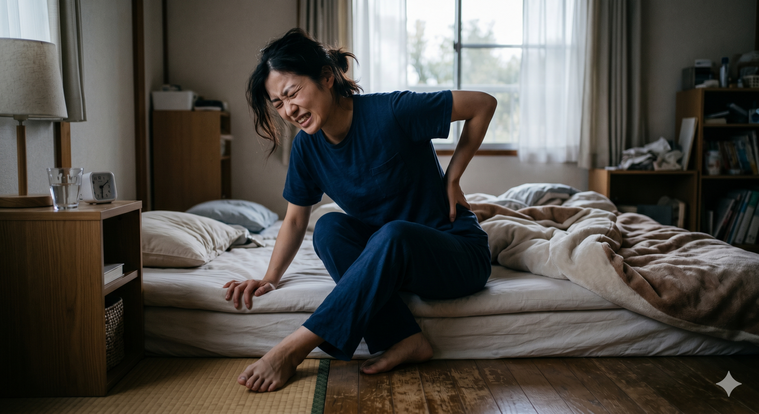 朝の腰痛のイメージ